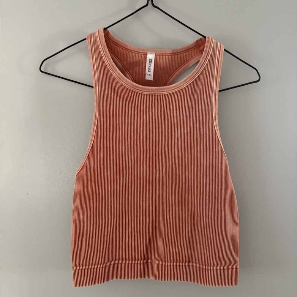 Zenana Outfitters Rust Ribbed Tank Top